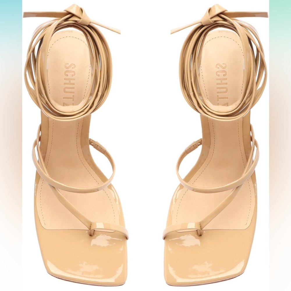 NIB Schutz Krist Patent Leather Sandal Heels Size 7.5